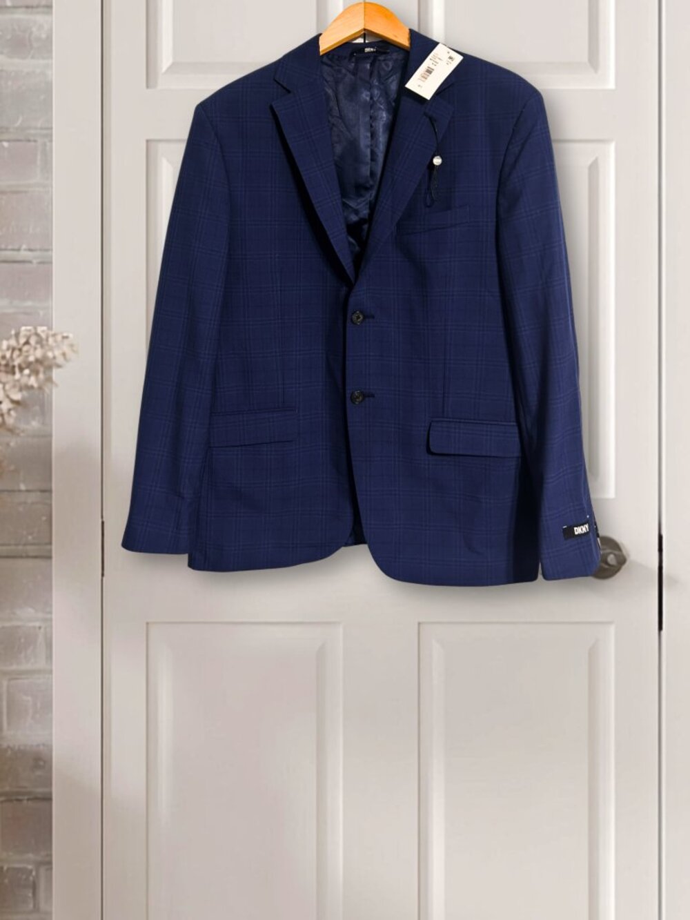 DKNY Men’s Blue Plaid Suit Jacket Blazer NWT 42S